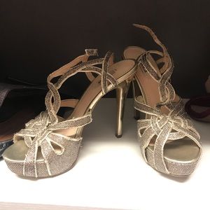 GUESS gold strappy heels